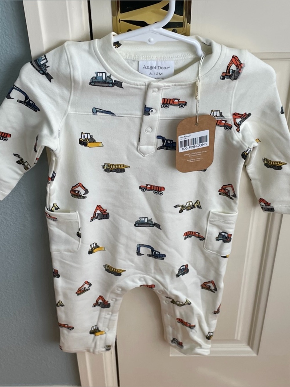 NWT Angel Dear French Terry Henley  Construction Print Jumpsuit One-Piece